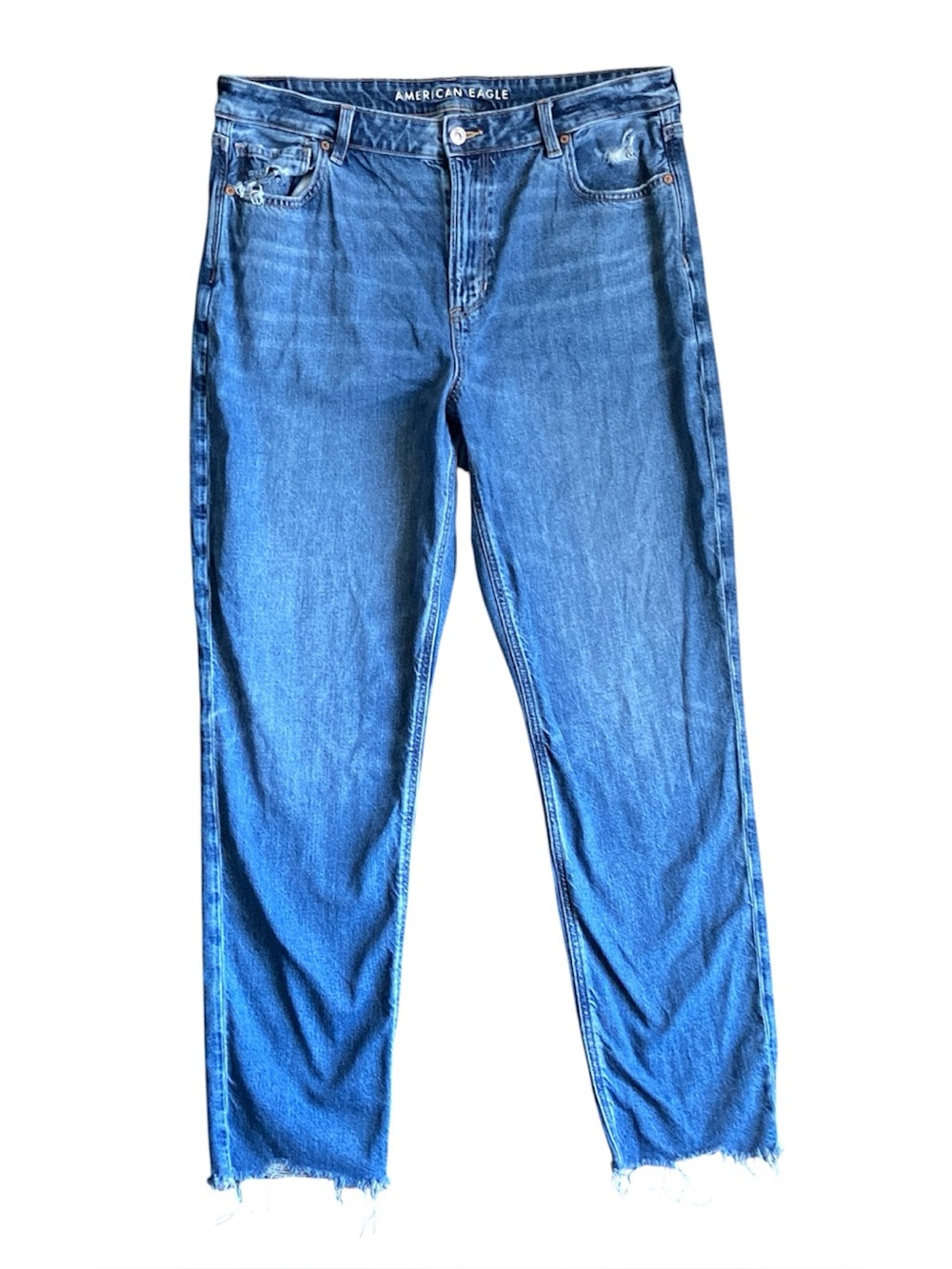American Eagle Outfitters Women's Blue High-Rise Straight Jeans